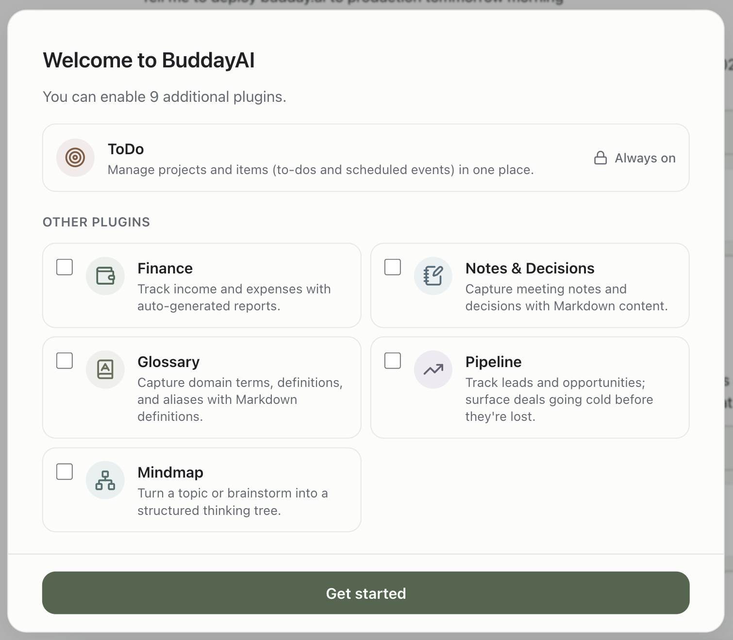 Get started — enable plugins